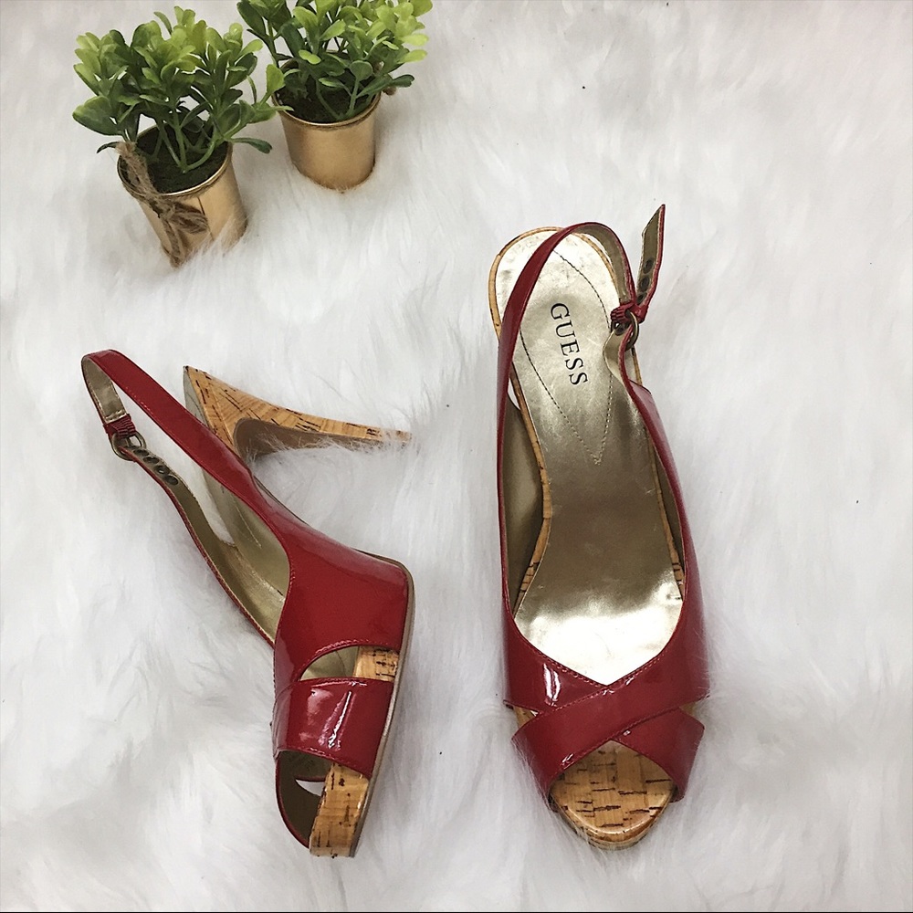 Guess Red Morrisa Slingback Pumps Heels Size 9 1/2